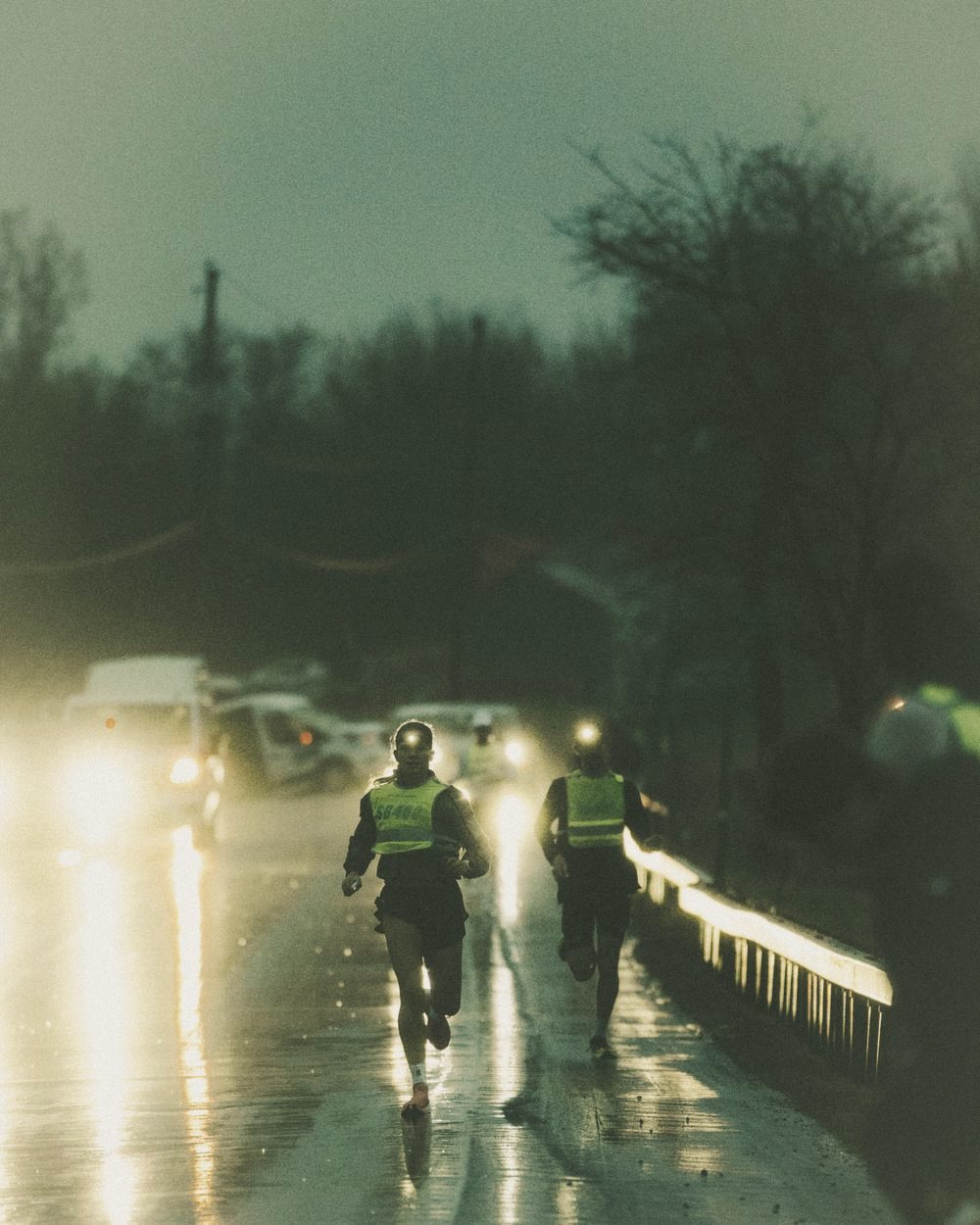 Runners at night